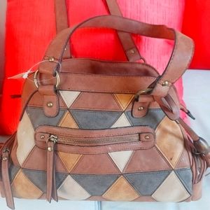 Women's multi-colored patch handbag